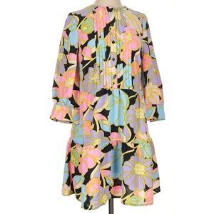 ❗️SALE❗️Pink and Green Ruffled Tiered Sundress with Bishop Sleeves